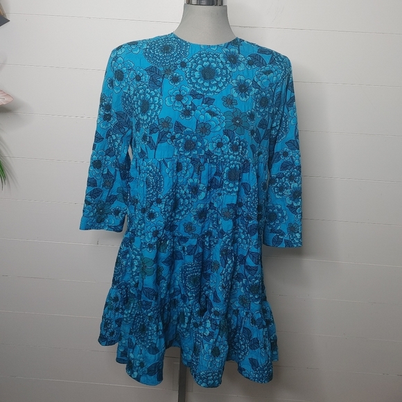 Zara Blogger Favorite. Tiered Baby Doll Mini Dress. - Picture 4 of 16